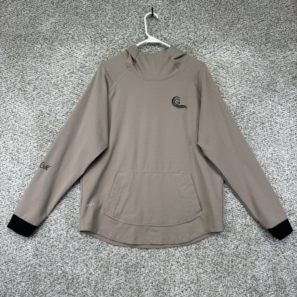 BYLT Preimum Drop Cut Pullover Hoodie Sweatshirt Men's Size Medium Beige Stretch